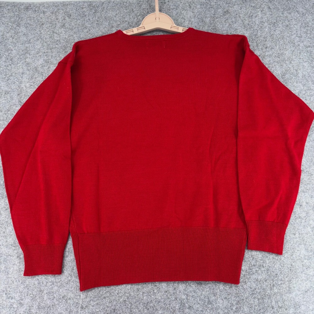 Vintage Koret Red Wool Blend Crest Embroidered Sweater NWT Small BoHo - Picture 5 of 7